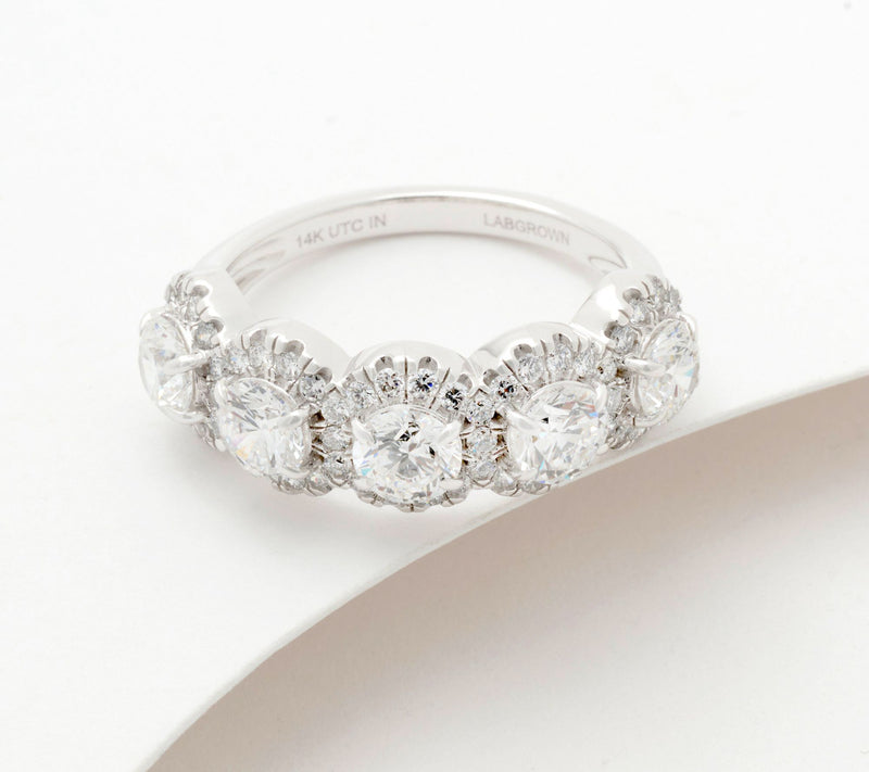 Fire Light Lab Grown Diamond 2.50 cttw 5-Stone Ring, 14K Gold — View 5