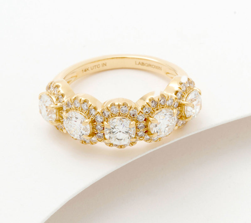 Fire Light Lab Grown Diamond 2.50 cttw 5-Stone Ring, 14K Gold — View 3