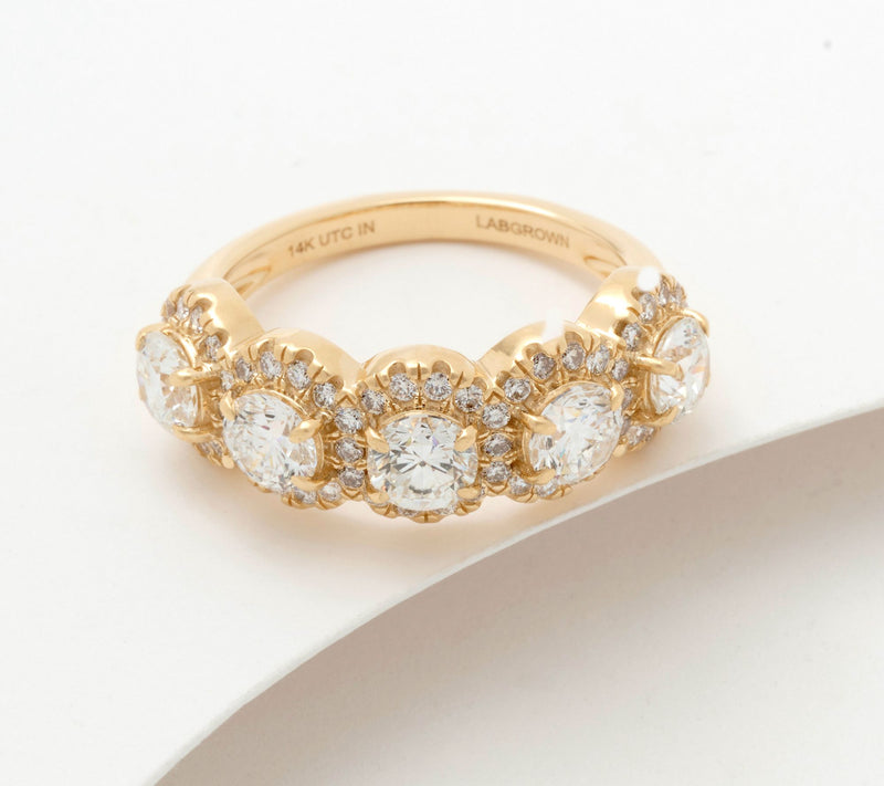 Fire Light Lab Grown Diamond 2.50 cttw 5-Stone Ring, 14K Gold — Main view