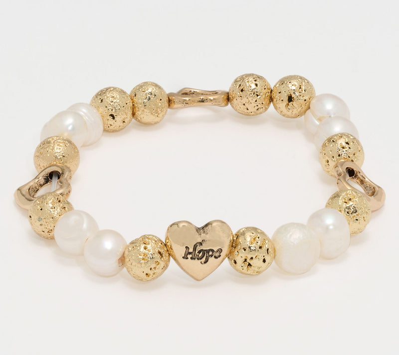 Zorbitz Set of 2 Lava & Gemstone Bead Heart Charm Bracelets — View 9