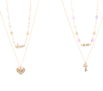 Zorbitz Set of 2 Lava Bead Inspirational Necklaces