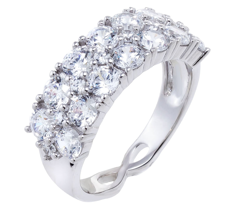 Diamonique Multi-Row Half Eternity Band Ring, Sterling Silver — Main view