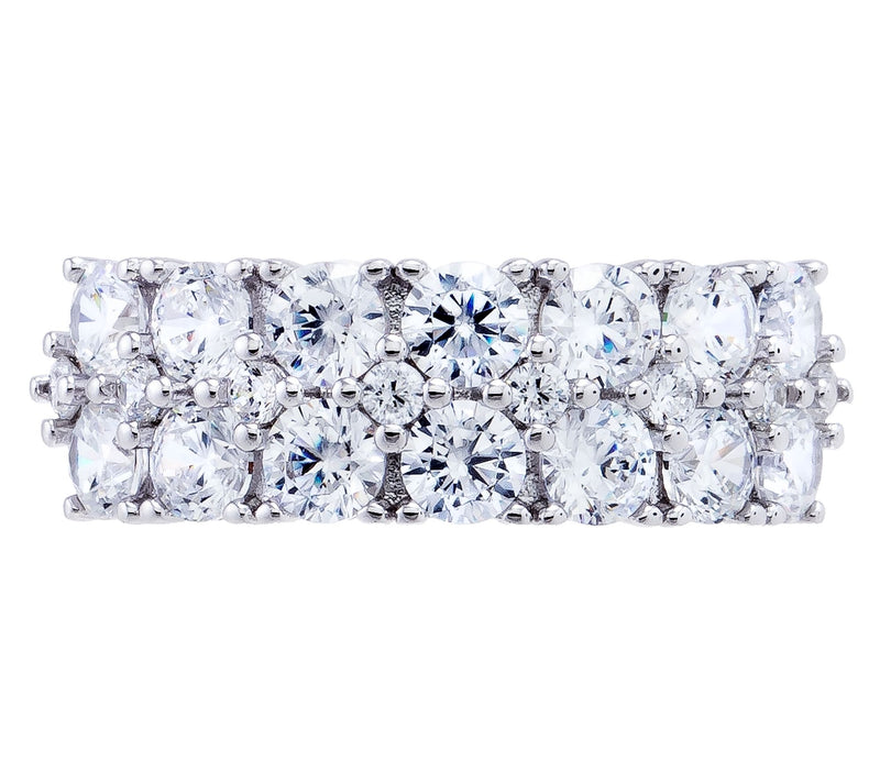 Diamonique Multi-Row Half Eternity Band Ring, Sterling Silver — View 3