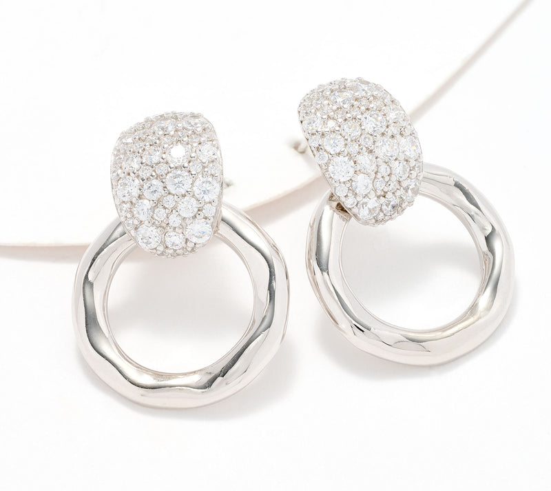 Diamonique Italia Hammered Earrings, Sterling Silver — View 7