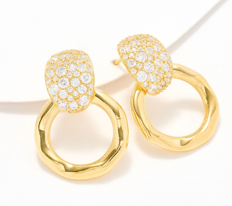 Diamonique Italia Hammered Earrings, Sterling Silver — View 8