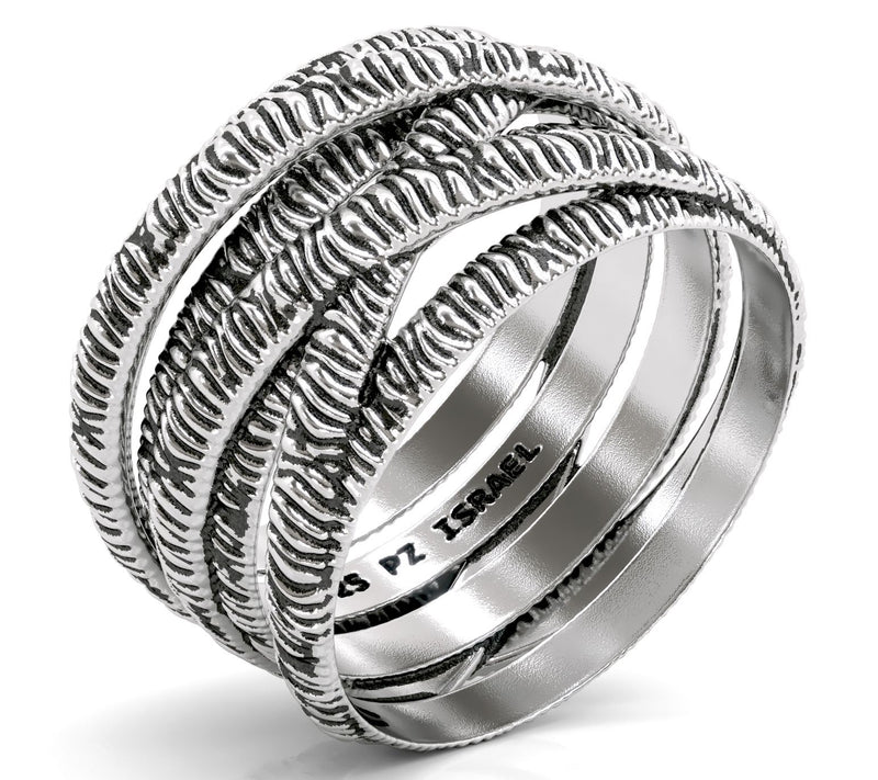 Or Paz Sterling Silver Textured Highway Ring — View 5