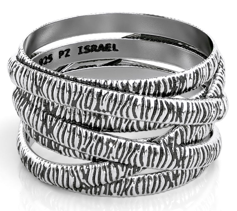 Or Paz Sterling Silver Textured Highway Ring — View 2