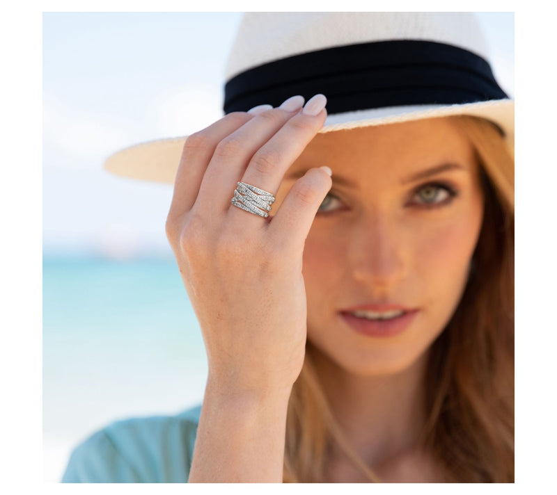 Or Paz Sterling Silver Textured Highway Ring — View 3
