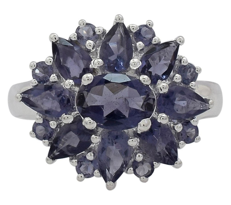 Affinity Gems 2.10 cttw Iolite Floral Ring, Sterling Silver — View 2