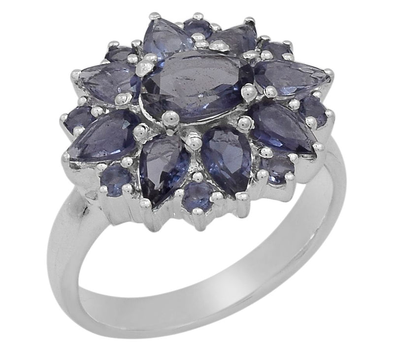 Affinity Gems 2.10 cttw Iolite Floral Ring, Sterling Silver — Main view