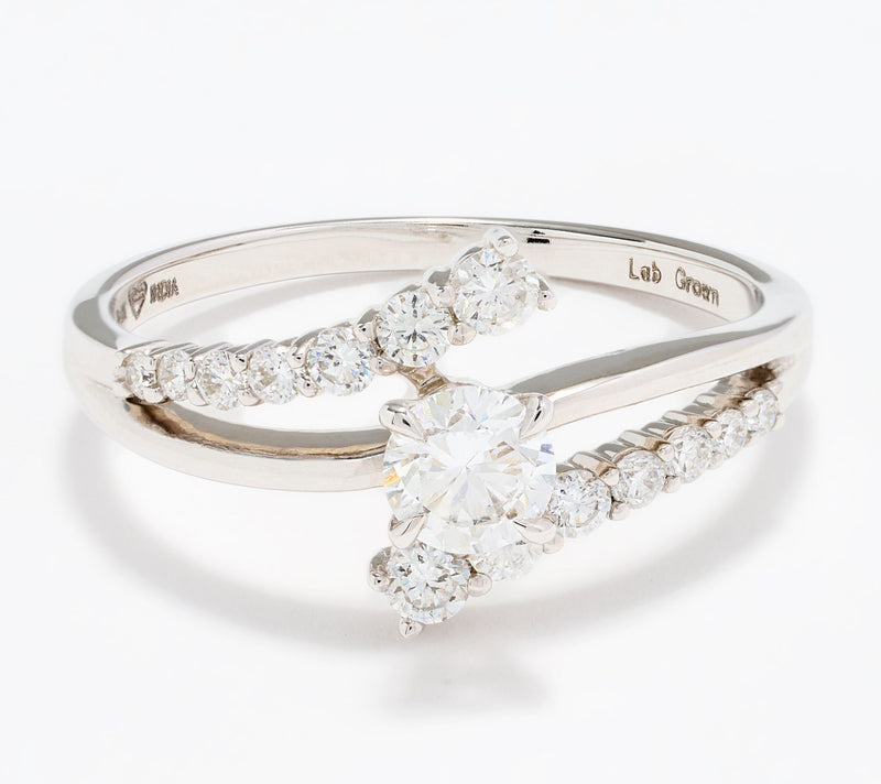 Fire Light Lab Grown Diamond 0.75 cttw Bypass Ring, 14K Gold — View 3