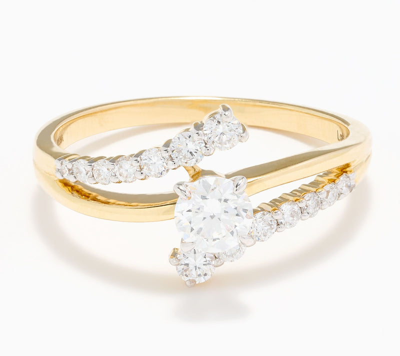 Fire Light Lab Grown Diamond 0.75 cttw Bypass Ring, 14K Gold — View 5