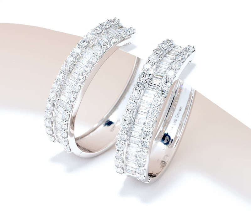 Fire Light Lab Grown Diamond 3 cttw Hoop Earrings, Sterling Silver — Main view