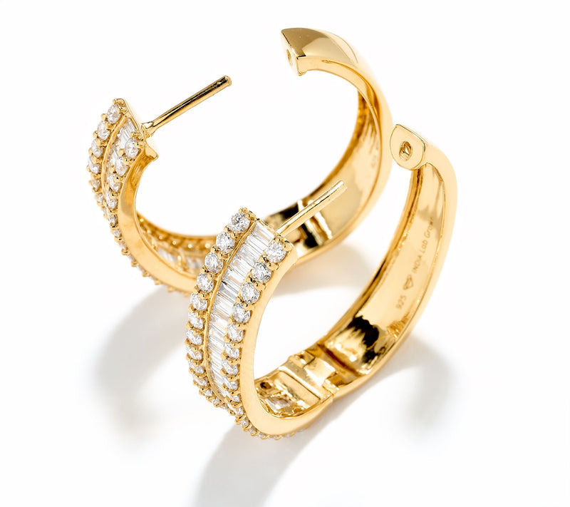 Fire Light Lab Grown Diamond 3 cttw Hoop Earrings, Sterling Silver — View 6