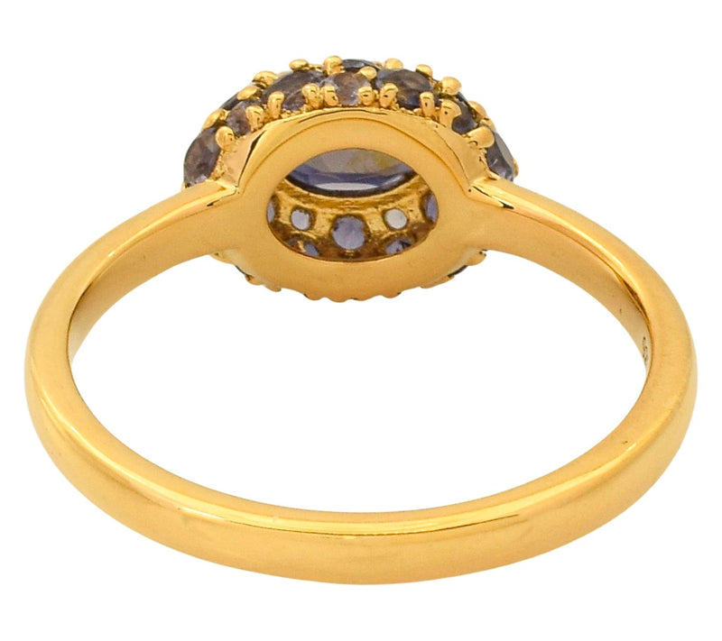 Affinity Gems 1.55 cttw Iolite Halo Ring, 14K Gold Plated — View 5
