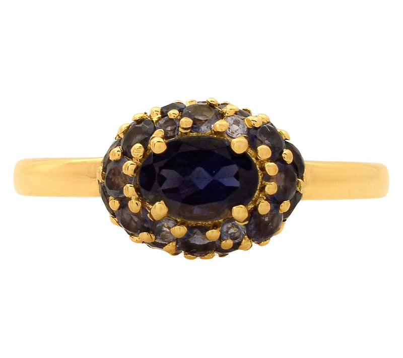 Affinity Gems 1.55 cttw Iolite Halo Ring, 14K Gold Plated — View 2