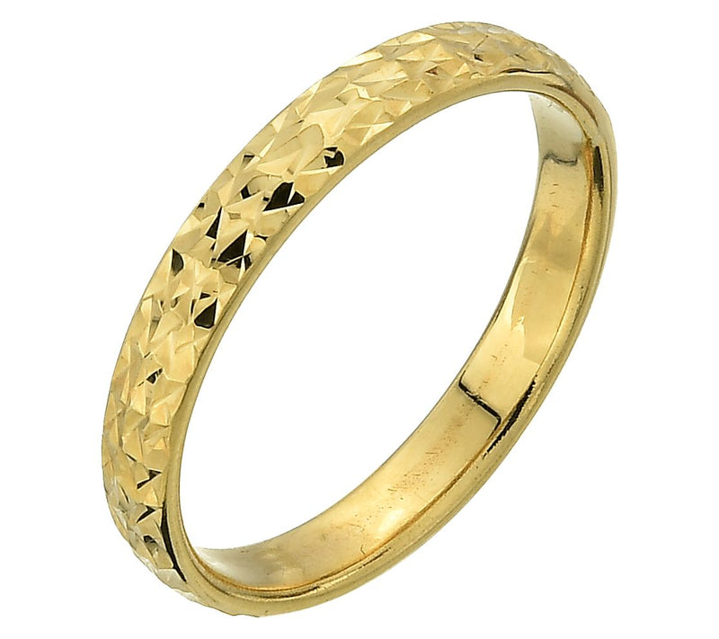 Adorna 14K Gold Stardust Diamond Cut Band Ring — Main view