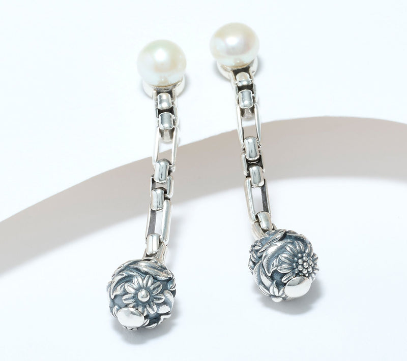 Christian James by Scott Grimes Sterling Silver Floral Bead Drop Earrings — View 6