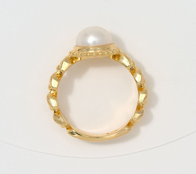 Christian James by Scott Grimes 14K Gold Clad 8mm Freshwater Pearl Ring — View 3