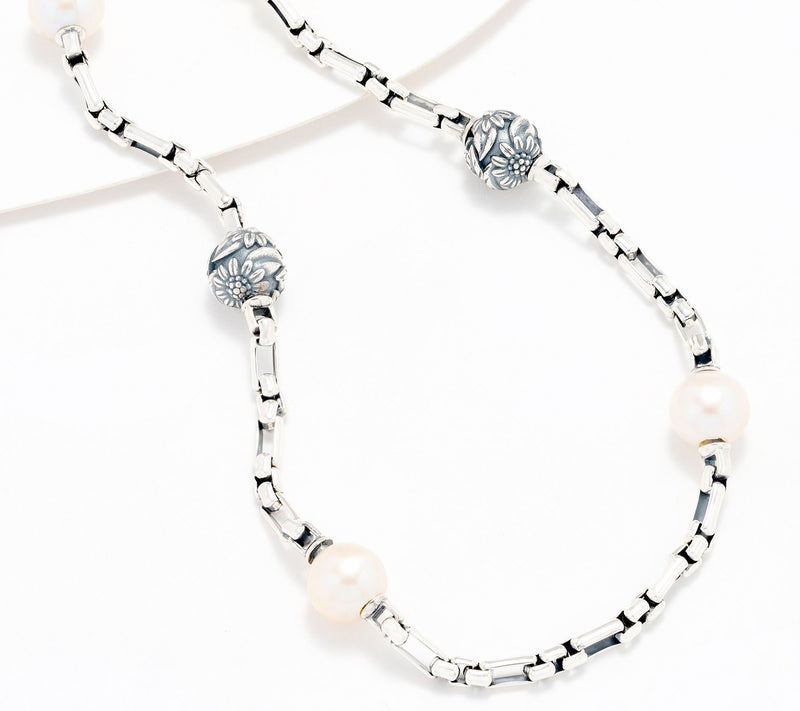 Christian James by Scott Grimes Cultured Pearl Floral Bead Necklace, Sterl — View 2