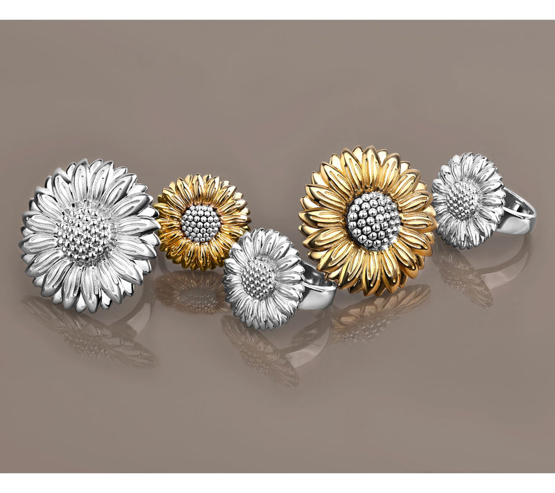 Christian James by Scott Grimes Sterling Silver Floral Sunflower Ring — View 8