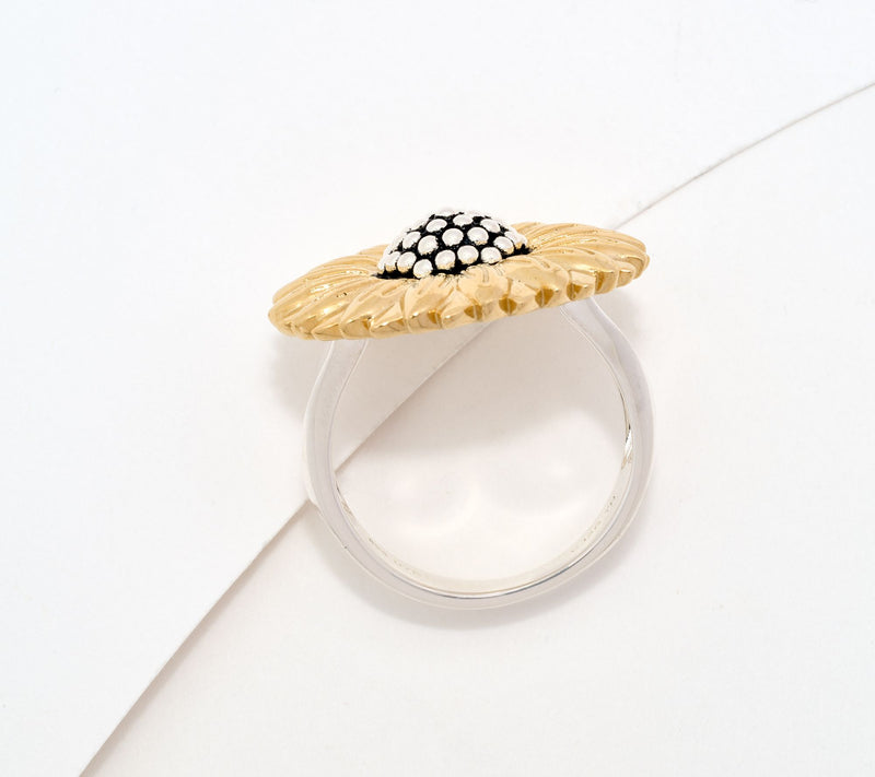 Christian James by Scott Grimes Two-tone Floral Sunflower Ring — View 3