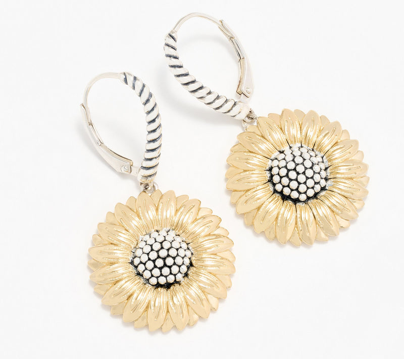 Christian James by Scott Grimes Two-tone Floral Sunflower Earrings — View 2