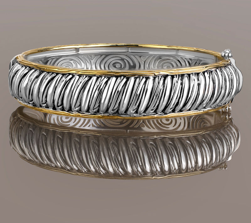 Christian James by Scott Grimes Two-Tone Bold Ripple Hinged Bangle, 44.2g — View 2
