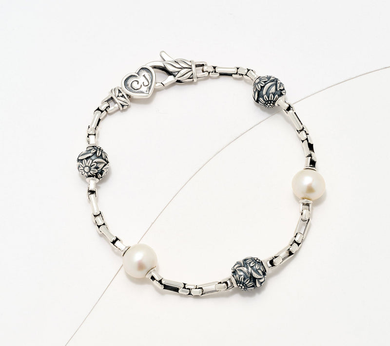 Christian James by Scott Grimes Sterling Silver Cultured Pearl Floral Bracelet — Main view