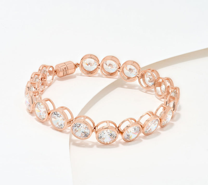 Diamonique Classics Round Bezel Set Tennis Bracelet, Sterl — View 7