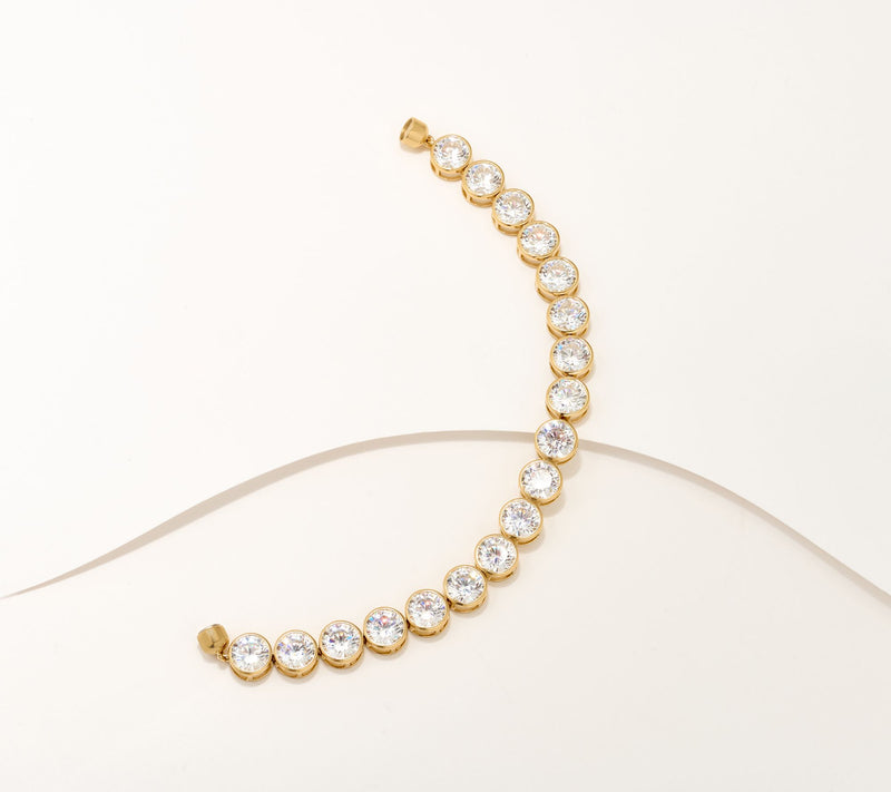 Diamonique Classics Round Bezel Set Tennis Bracelet, Sterl — View 8
