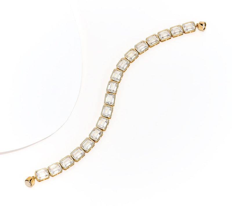 Diamonique Classics Emerald Bezel Set Tennis Bracelet, Sterl — View 8