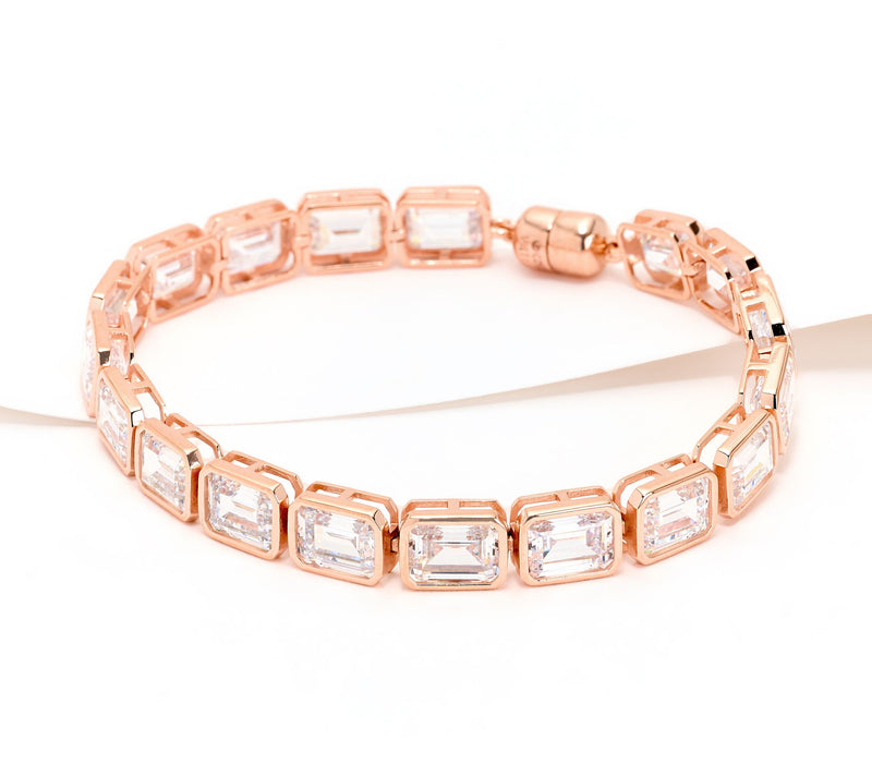 Diamonique Classics Emerald Bezel Set Tennis Bracelet, Sterl — View 3