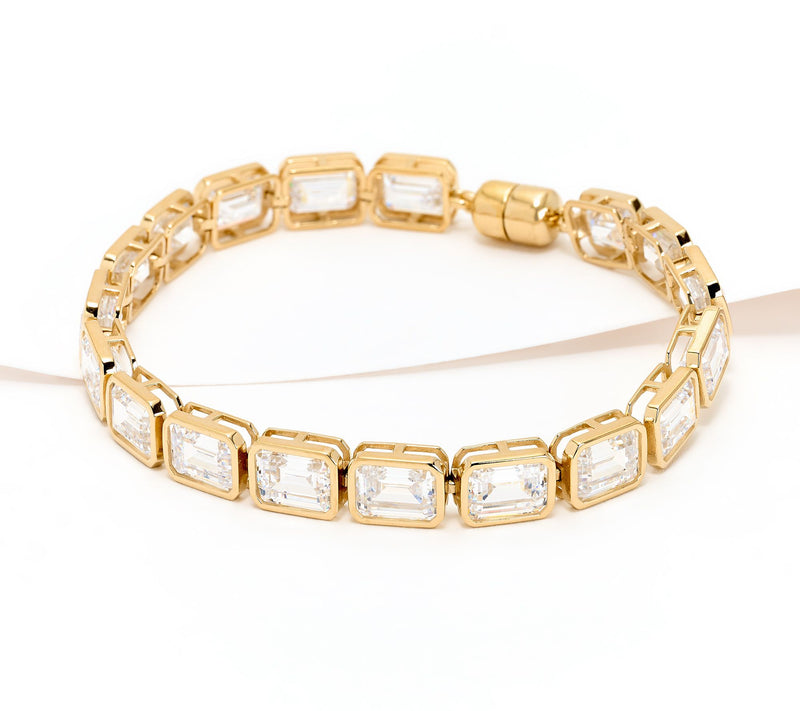 Diamonique Classics Emerald Bezel Set Tennis Bracelet, Sterl — View 4