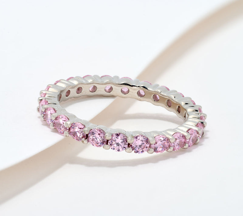 Diamonique Classics Full of Color Band Ring, Sterling Silver — View 10