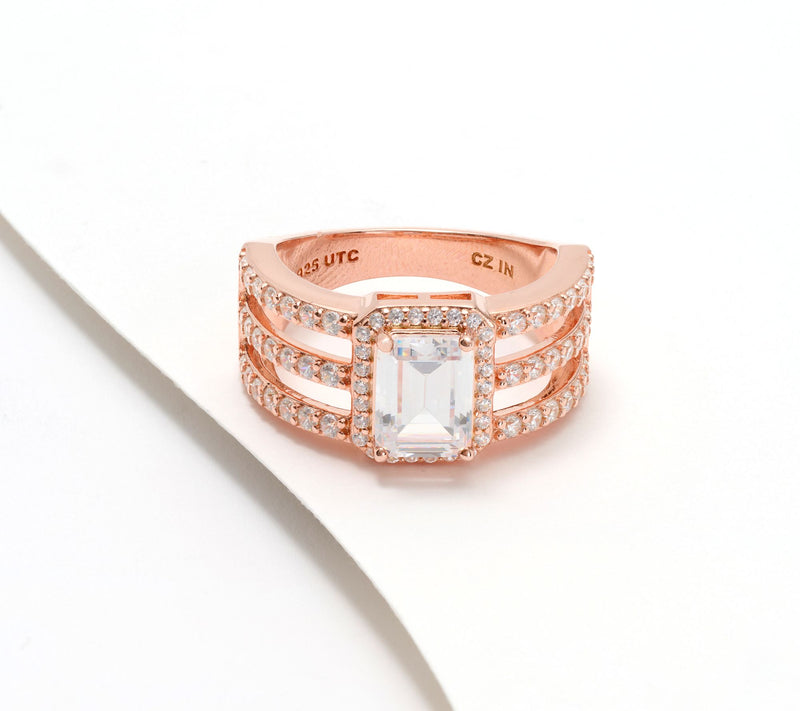 Diamonique x Kathy Levine Emerald Cut Timeless Ring, Sterling Silver — View 8