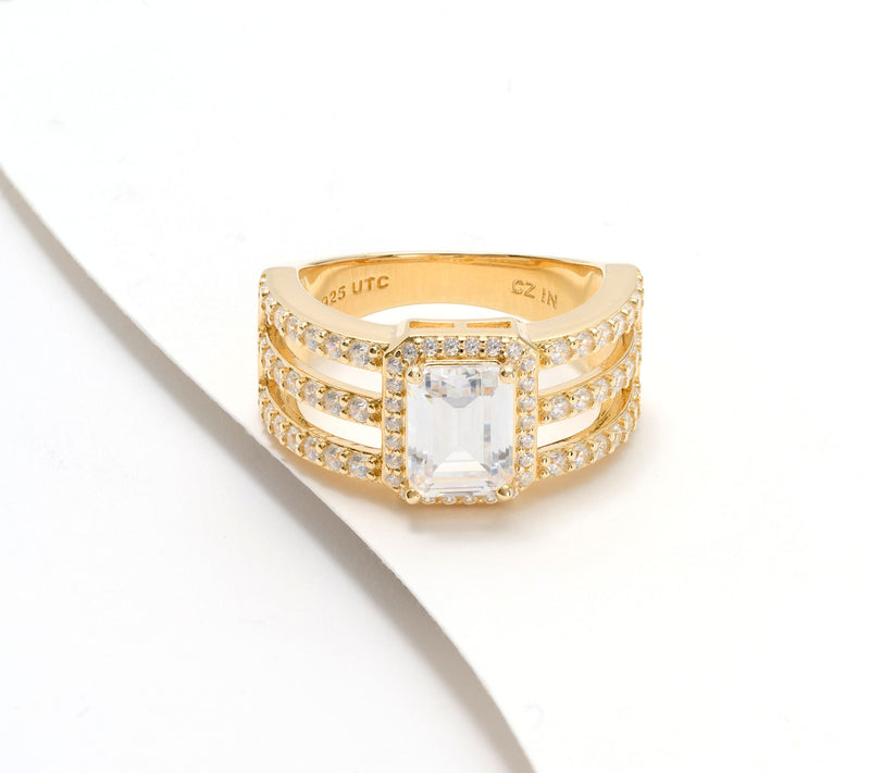 Diamonique x Kathy Levine Emerald Cut Timeless Ring, Sterling Silver — View 10