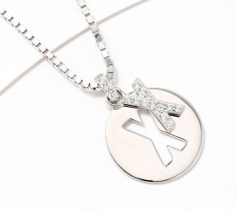 Diamonique x Kathy Levine Cut It Out Necklace, Sterling Silver — View 56