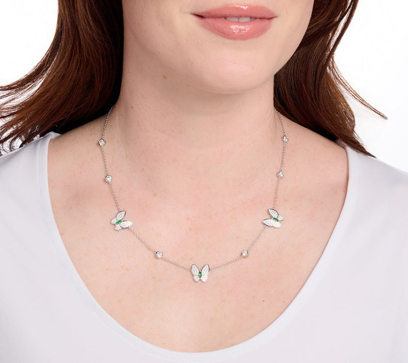 Diamonique x Kathy Levine Flutter By Necklace, Sterling Silver — View 10