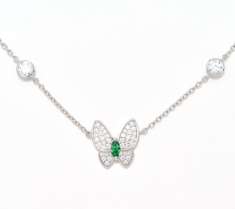 Diamonique x Kathy Levine Flutter By Necklace, Sterling Silver — View 8