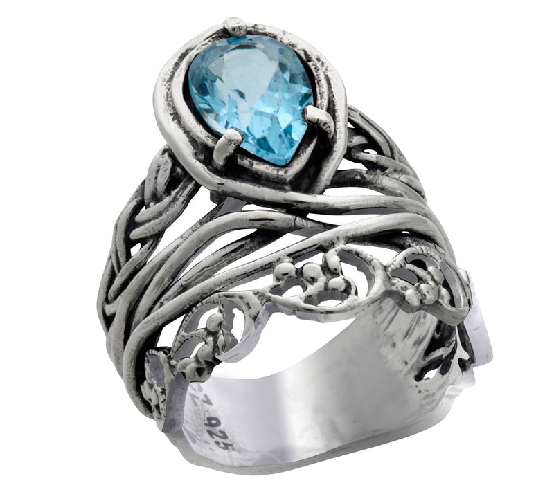 Diamonique 3.25 cttw Teardrop Lace Ring, Sterling Silver — Main view