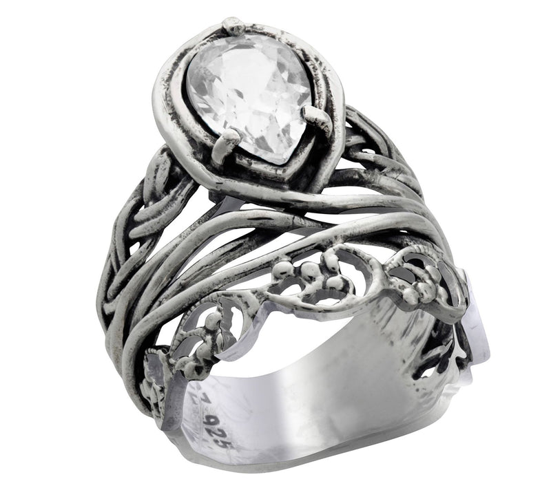 Diamonique 3.25 cttw Teardrop Lace Ring, Sterling Silver — View 2