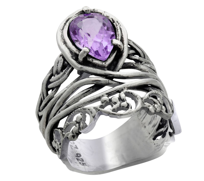 Diamonique 3.25 cttw Teardrop Lace Ring, Sterling Silver — View 3