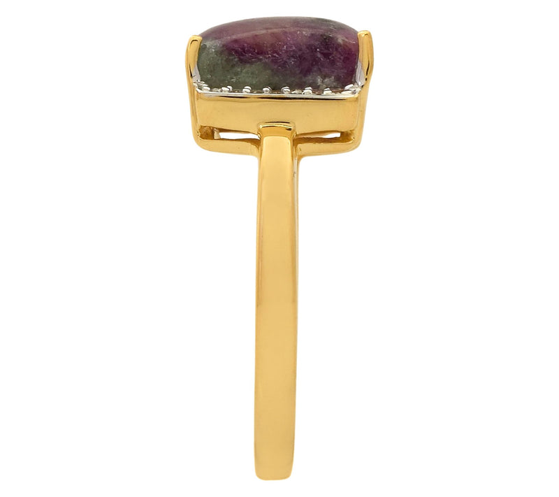 Affinity Gems Ruby Zoisite & Diamond Ring, 14KGold Plated — View 4