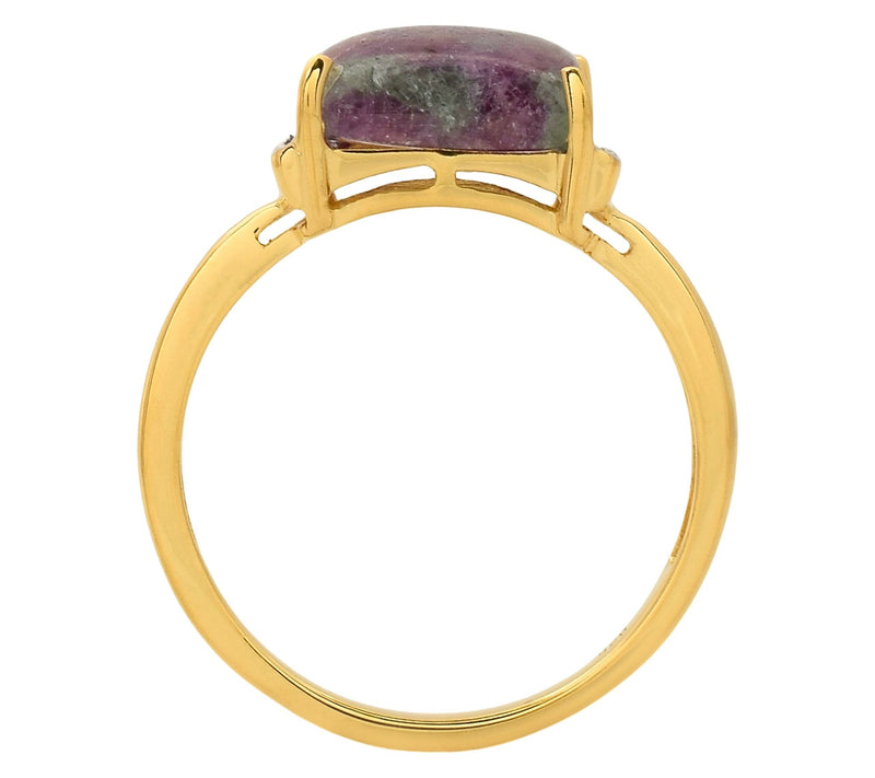 Affinity Gems Ruby Zoisite & Diamond Ring, 14KGold Plated — View 3