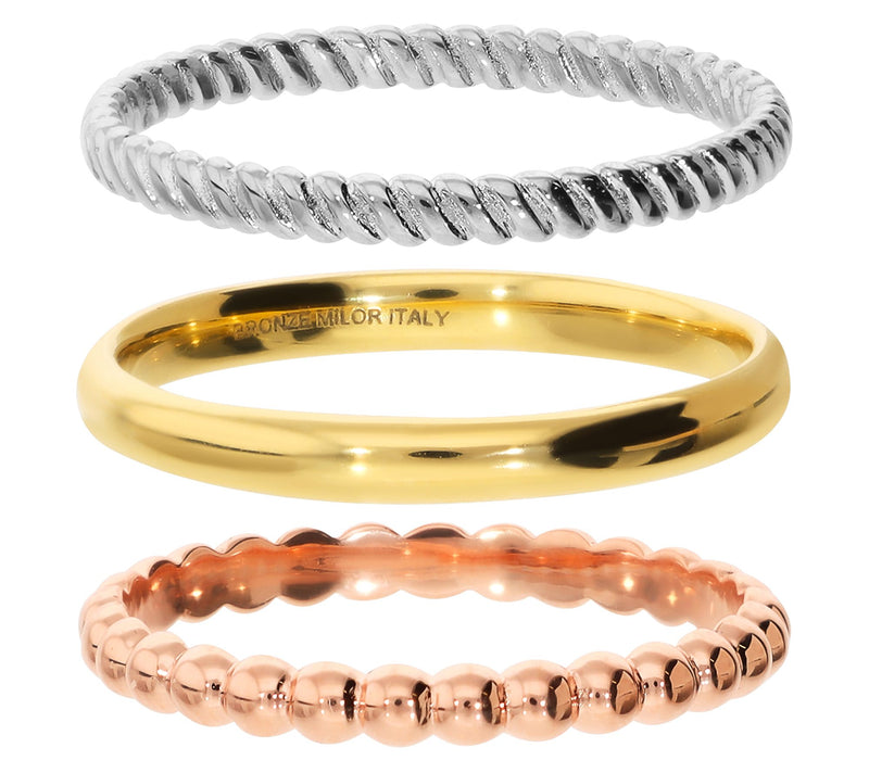 Bronzo Italia Set of 3 Thin Band Rings — View 8