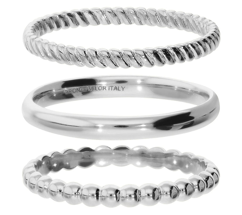 Bronzo Italia Set of 3 Thin Band Rings — View 9