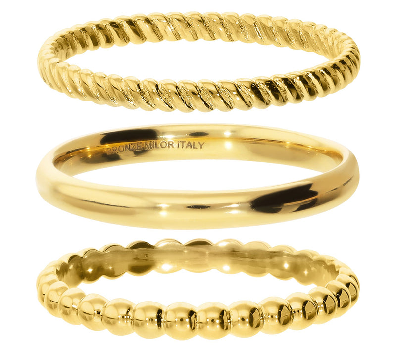 Bronzo Italia Set of 3 Thin Band Rings — View 10