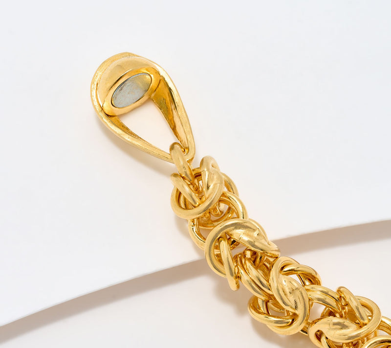 UltraFine 950 Silver Byzantine Chain Magnetic Clasp Bracelet — View 6