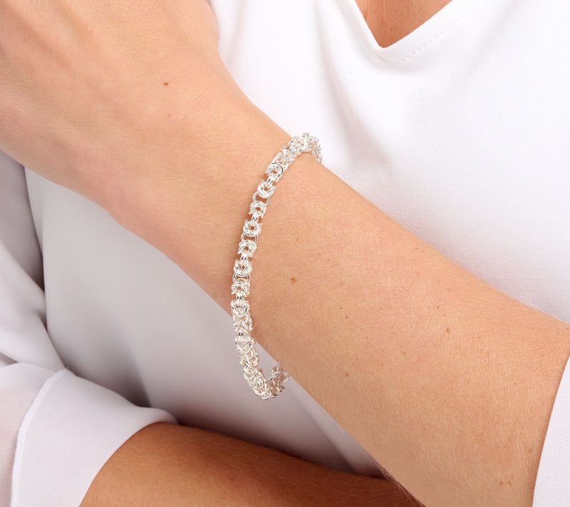 UltraFine 950 Silver Byzantine Chain Magnetic Clasp Bracelet — View 7